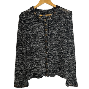 BCBG Max Azria Gray Marled Sweater Womens Large Button Detail Designer Knit